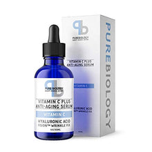 Load image into Gallery viewer, Pure Biology "C+" Vitamin C Serum (30%) with Hyaluronic Acid, Witch Hazel, Vitamin E & Breakthrough Anti Aging, Anti Wrinkle Complex – Lighten Dark Spots, Acne Scars – Men & Women