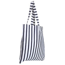 Load image into Gallery viewer, Canvas Tote Bags - Reusable Grocery Bag - Printed Cotton Shopping Bag - Eco Friendly Super Strong Reusuable Washable Bags 19x16.5 Inches, 12.5 Inch Handle NAVY STRIPS