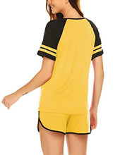 Load image into Gallery viewer, Ekouaer Pj Sets Short Women Cute Pj Set Short Sleeve Pajama Set Yellow XXL