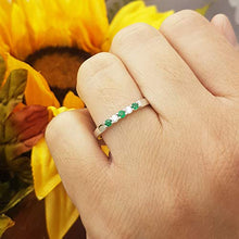 Load image into Gallery viewer, Dazzlingrock Collection 10K Round Emerald & Diamond 5 Stone Ladies Anniversary Wedding Band, White Gold, Size 7