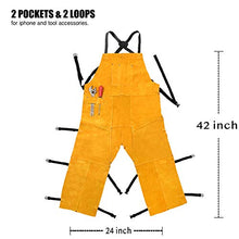 Load image into Gallery viewer, Leather Welding Apron Split Leg with 2 Pockets - Heavy Duty Cowhide Leather, Yellow (24X42-INCN)