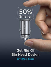 Load image into Gallery viewer, USB C Car Charger Super Mini AINOPE All Metal 36W Fast USB Car Charger PD&QC 3.0 Dual Port Car Adapter Compatible with iPhone 12/12 Pro/Max/Mini/iPhone 11/Pro/Max/XR/XS/Max/8, Galaxy S21/20/10-Silver