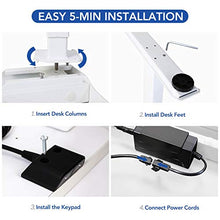Load image into Gallery viewer, Flexispot Standing Desk Electric Quick Install Height Adjustable Desk 48 x 24 Inches Whole-Piece Desk Board (White Frame + 48" White Top)