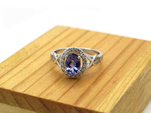 Load image into Gallery viewer, Dazzlingrock Collection 10K Oval Cut Tanzanite & Round Cut Diamond Bridal Halo Engagement Ring, White Gold, Size 8