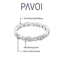 Load image into Gallery viewer, PAVOI 14K White Gold Plated Rings Cubic Zirconia Band | Round Milgrain Eternity Bands | White Gold Rings for Women Size 7
