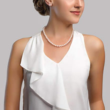 Load image into Gallery viewer, THE PEARL SOURCE 14K Gold 7.0-7.5mm AAA Quality Round White Freshwater Cultured Pearl Necklace for Women in 18" Princess Length