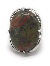 Load image into Gallery viewer, Natural Stone Rose Quartz Agate Amethyst Turquoise Adjustable Finger Rings Semi Precious Oval Shaped Gemstone Anniversary (Unakite)