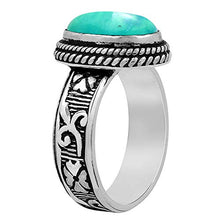 Load image into Gallery viewer, Turquoise Ring Size 11 925 Silver Overlay Vintage Style Handmade Solitaire Ring