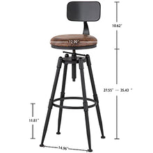 Load image into Gallery viewer, MSMV 27-35 Inch (Set of 2) Vintage Industrial Bar Stool-Farmhouse Swivel Bar Stool-Swivel Kitchen Island Dining Chair-Kitchen Counter Height Adjustable Pipe Stool-Cast Steel Stool