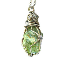 Load image into Gallery viewer, Raw Peridot Crystal Necklace - Wire-Wrapped Green Gemstone Pendant - Handmade August Birthstone Jewelry