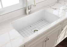Load image into Gallery viewer, BOCCHI 1362-001-0120 Sotto Undermount Fireclay 32 in. Single Bowl Kitchen Sink with Protective Bottom Grid and Strainer in White