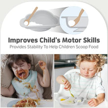 Load image into Gallery viewer, Mother's Corn Suction Plate for Baby | Divided Food-Grade 100% Silicone Feeding Bowls and Dishes for Kids, Infants & Toddlers - BPA-FREE, Microwave, Dishwasher & Oven Safe | Cloud design | Grey