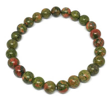 Load image into Gallery viewer, ISSUWA Natural Stone 8mm Gemstone Round Beads Women Men Beaded Stretch Bracelet with Box and Meaning Card (Unakite)