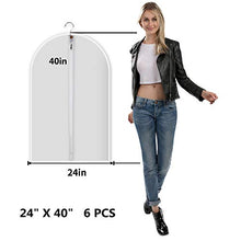 Load image into Gallery viewer, allhom dust proof garment bags - set of 6 pcs 40 inch hanging clothing storage bags and cedar balls,for jacket, shirt, sweater, suit