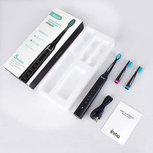 Load image into Gallery viewer, Initio Sonic Electric Toothbrush for Adults and Teens, 5 Modes wieh Smart Timer, 40,000 VPM Motor, Whitening Rechargeable Sonic Toothbrush, 3 Brush Heads Included (Black)