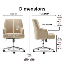 Load image into Gallery viewer, Serta Leighton Home Office Memory Foam, Height-Adjustable Desk Accent Chair with Chrome-Finished Stainless-Steel Base, Twill Fabric, Stoneware Beige