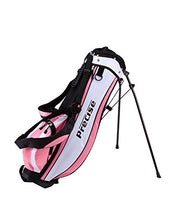 Load image into Gallery viewer, Distinctive Girls Right Handed Pink Junior Golf Club Set for Age 9 to 12 (Height 4'4" to 5') Set Includes: Driver (15"), Hybrid Wood (22, 2 Irons, Putter, Bonus Stand Bag & 2 Headcovers
