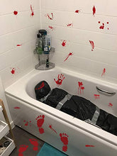 Load image into Gallery viewer, jollylife 126PCS Bloody Footprints Floor Clings - Halloween Handprint Zombie Restroom Sign Decals Vampire Party Decorations Stickers Wall Supplies(14 Sheets)