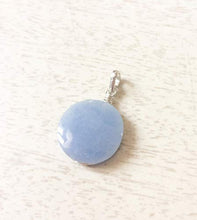 Load image into Gallery viewer, Celestite Silver pendant, natural Celestite pendant, Round bluestone, Stone and silver, Throat chakra, Celestite jewelry, Celestite pendant