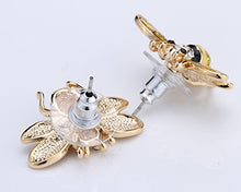 Load image into Gallery viewer, YACQ Honey Bee Stud Earrings Crystal Costume Jewelry for Women Teen Girls