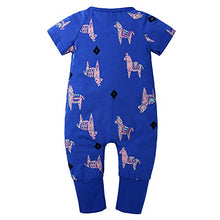 Load image into Gallery viewer, Kids Tales Baby Boys Girls Zipper Short Sleeve Pajama Sleeper Cotton Romper(Size 3M-3T) Blue