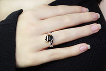 Load image into Gallery viewer, Heartland By Beverley Mitchell 10K Rose Gold with .925 Sterling Silver Cushion Cut Black Onyx & Diamond Accented Faux Bypass Statement Ring (H-I Color, I2-I3 Clarity) - Size 7