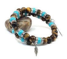 Load image into Gallery viewer, Tiger Eye Turquoise Southwestern Bangle Bracelet for Men & Women
