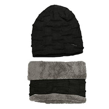 Load image into Gallery viewer, BCDlily Fleece Lined Beanie Hats with Scarf Set for Men Women Winter Warm Thick Knitted Hats Skull Cap Neck Warmer (Black)