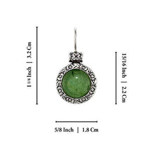 Load image into Gallery viewer, Stera Jewelry Antique Style Round Green Aventurine Earrings with Ornate Floral Design & Secure Backs