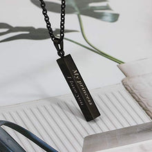 Load image into Gallery viewer, Love Jewelry Personalized Couple Stainless Steel Necklace Engraved Initial Name Vertical Bar Necklace Birthday Gift (Black)