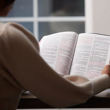 Load image into Gallery viewer, KJV, Thinline Bible, Large Print, Genuine Leather, Black, Red Letter, Thumb Indexed, Comfort Print: Holy Bible, King James Version