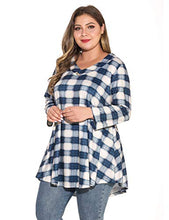 Load image into Gallery viewer, MONNURO Womens Plus Size 3/4 Sleeve V Neck Button Casual Loose Flowy Swing Tunic Tops Basic Tee Shirts for Leggings(6-Khaki,3X)