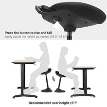 Load image into Gallery viewer, SONGMICS Standing Desk Chair 24.8-34.6 Inches, Adjustable Standing Stool, Sitting Balance Chair, Comfortable and Breathable Seat, Black UOSC02BK