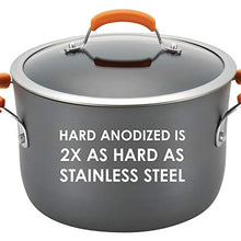 Load image into Gallery viewer, Rachael Ray Brights Hard-Anodized Aluminum Nonstick Cookware Set with Glass Lids, 10-Piece Pot and Pan Set, Gray with Orange Handles