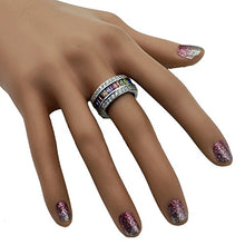 Load image into Gallery viewer, Hermosa Womens Rings Multicolor Cubic Zirconia Rainbow Ring Created-Gemstone Silver Ring Sizes 6 to 12 (7)