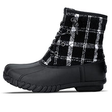Load image into Gallery viewer, STQ Duck Boots for Women, Waterproof Winter Boots Quilted Snow Boots Black Plaid, 6 US