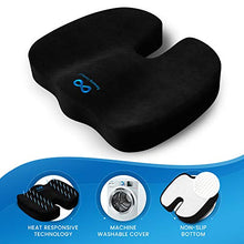 Load image into Gallery viewer, Everlasting Comfort Seat Cushion for Office Chair - Tailbone Cushion - Coccyx Cushion - Sciatica Pillow for Sitting (Black)