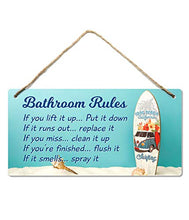 Load image into Gallery viewer, Beach Bathroom Decor, 12″x6″ PVC Plastic Wall Decoration Hanging Sign, Water and Humidity Proof, Bathroom Rules, Seashell Bathroom Decor, Beach Bathroom Decor and Accessories, Surfboard …