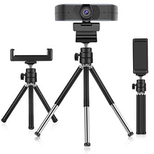 Load image into Gallery viewer, MamaWin Lightweight Mini Webcam Tripod for Smartphone, Logitech Webcam C920 C922 Small Camera Desk Tripod Mount Cell Phone Holder Table Stand (Black)