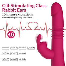 Load image into Gallery viewer, BOMBEX Beaded Thrusting Rabbit Vibrator William, 9.8" Triple Action G Spot Vibrator with Independent Clitoral Stimulator, 10 Patterns, Waterproof & Rechargeable Sex Toys for Women, Rose