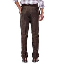 Load image into Gallery viewer, Haggar Men's Eclo Stria Expandable-Waist Plain-Front Dress Pant Brown 38x29