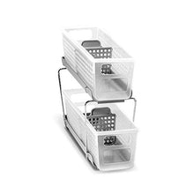Load image into Gallery viewer, madesmart 2-Tier Organizer Bath Collection Slide-out Baskets with Handles, Space Saving, Multi-purpose Storage & BPA-Free, Mini, Frost-With Dividers