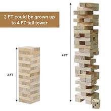 Load image into Gallery viewer, Juegoal 54 Pieces Giant Tumble Tower Blocks Game Giant Wood Stacking Game with 1 Dice Set Canvas Bag for Adult, Kids, Family