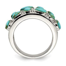 Load image into Gallery viewer, 925 Sterling Silver Lab Created Blue Turquoise Inlay Band Ring Size 7.00 Stone Fine Jewelry For Women Gifts For Her