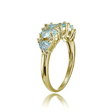 Load image into Gallery viewer, Yellow Gold Flashed Sterling Silver Blue and White Topaz 5-Stone Half Eternity Band Ring, Size 7