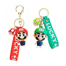 Load image into Gallery viewer, 2 pcs Super Mario Rubber Keychains,wopin-Rubber Quality Keychains Key Chain Creative Cartoon Keychain, Cute Mario Figure, Boy Fashion Pendant Gift