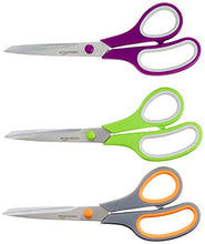 Load image into Gallery viewer, Amazon Basics Multipurpose, Comfort Grip, Titanium Fused, Stainless Steel Office Scissors - Pack of 3