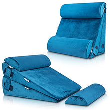 Load image into Gallery viewer, Lunix LX8 Adjustable 4pcs Orthopedic Bed Wedge Pillow Set, Post Surgery 100% Memory Foam for Back, Neck, Leg Pain Relief. Sitting Pillow for Acid Reflux and GERD, Comfortable Pillows for Sleeping Blue