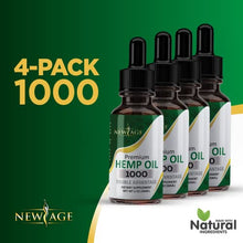Load image into Gallery viewer, Hemp Oil - 4 Pack - 1000mg of Hemp - Grown & Made in USA - Natural Hemp Drops - by NewAge