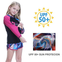 Load image into Gallery viewer, HOLIEBEE Girls Rash Guard Swimwear Long Sleeve Swimsuit 3 Pcs Set with Swim Hat Quick Dry UPF 50+ Size 7-8 Years